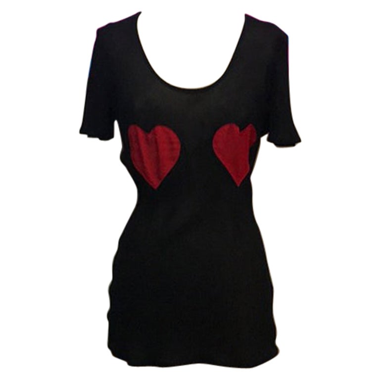 Moschino Pretaporter Black Red Heart Blouse For Sale at 1stDibs | black  blouse with red hearts, black shirt with red heart, black and red blouses