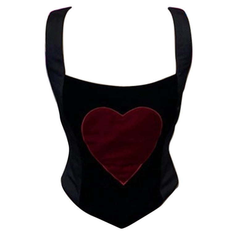 Moschino Cheap Chic Velvet Heart Bustier For Sale