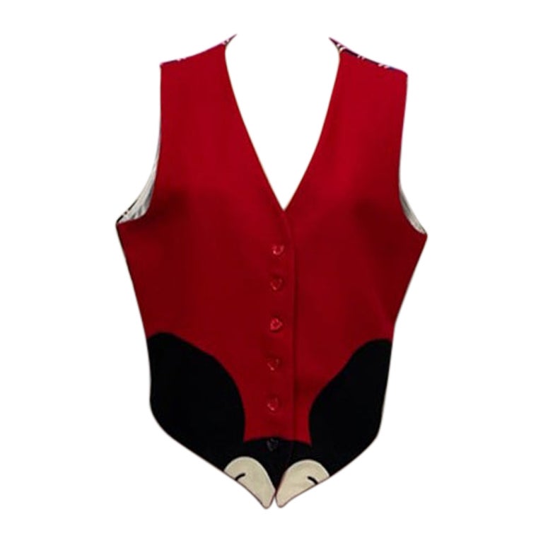 Moschino Black Red Wool Mickey Mouse Vest