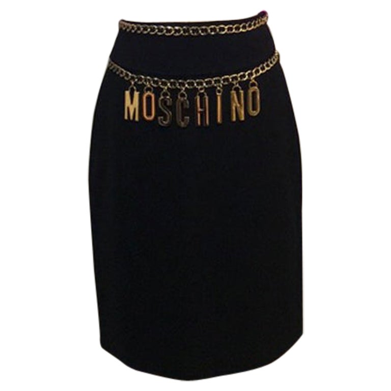 Moschino Couture Black Gold Chain Charm Skirt