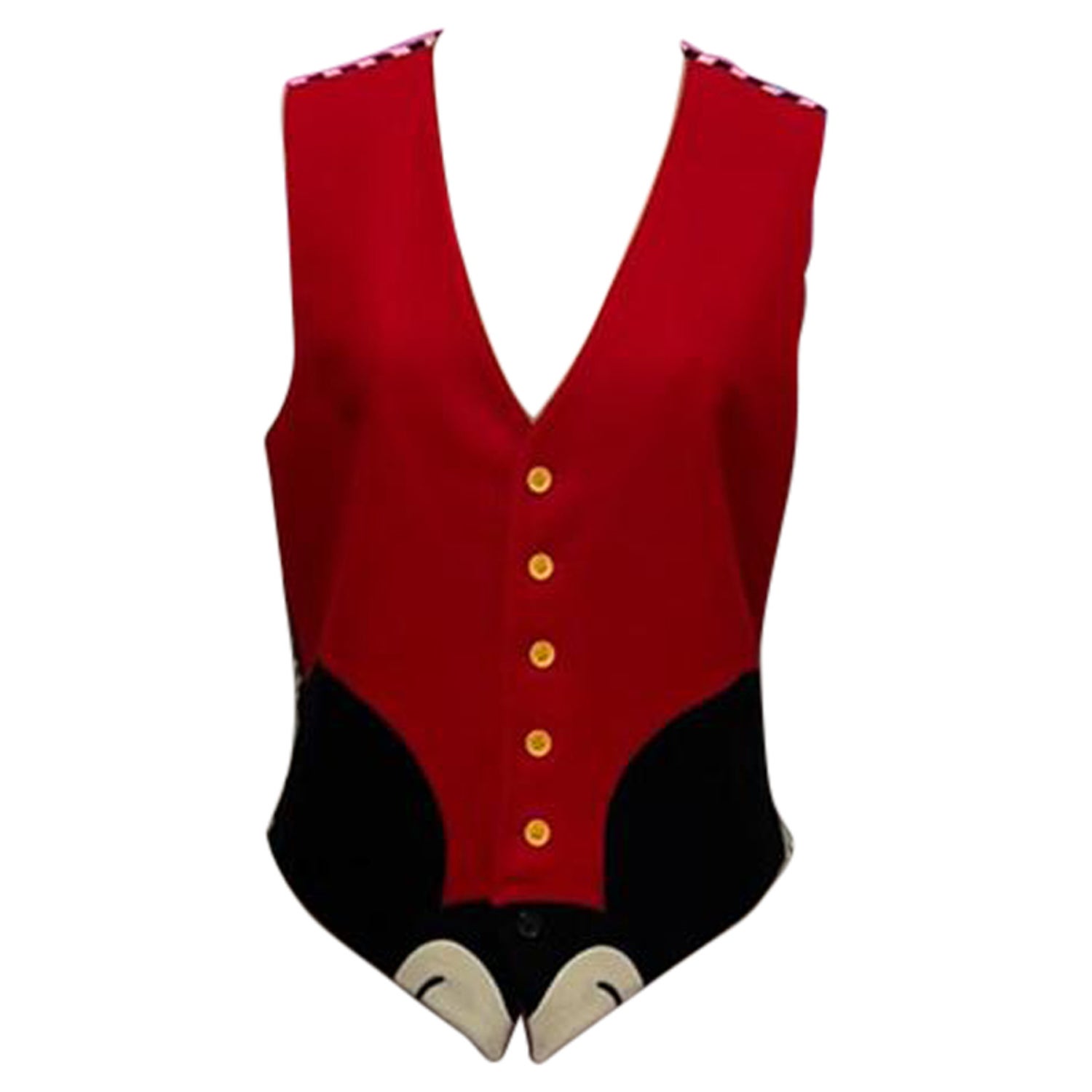 Moschino Black Red Wool Mickey Mouse Vest For Sale at 1stDibs