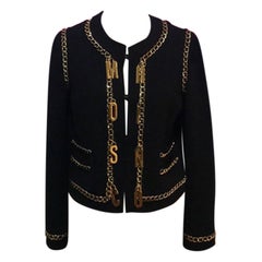 Moschino Couture Black Gold Chain Charm Jacket