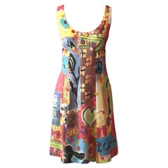 Vintage Moschino Cheap Chip Yellow Peach Sign Dress