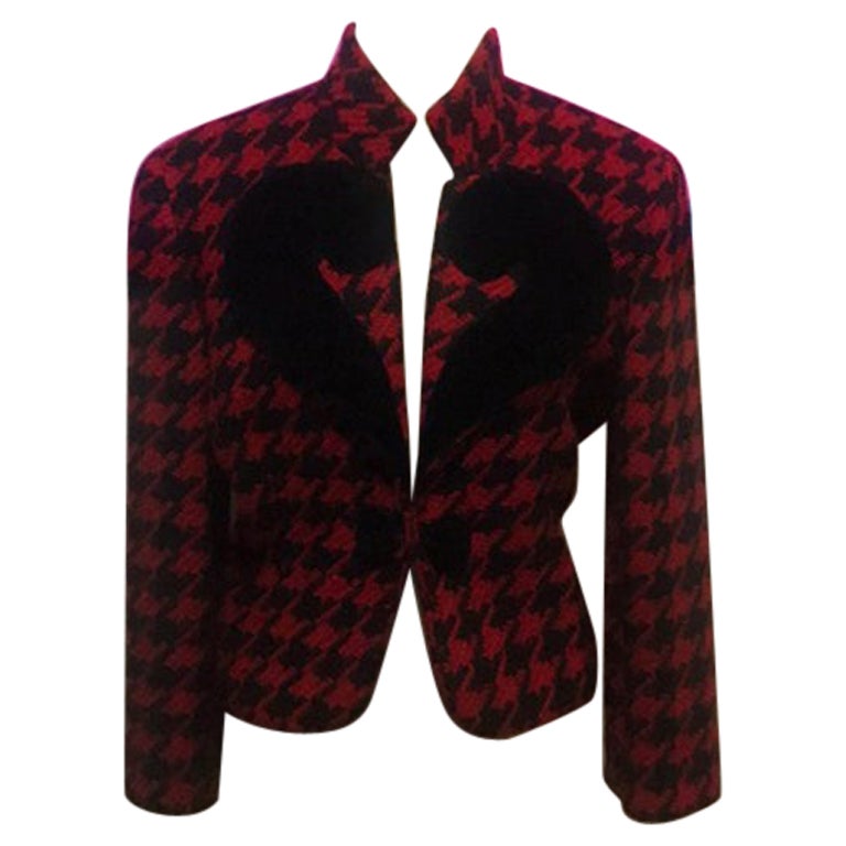 Moschino Cheap Chic Red Black Houndstooth Jacket For Sale