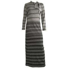 Susan Small 70s Chevron Long Knit Maxi Dress Size 6/8. 11