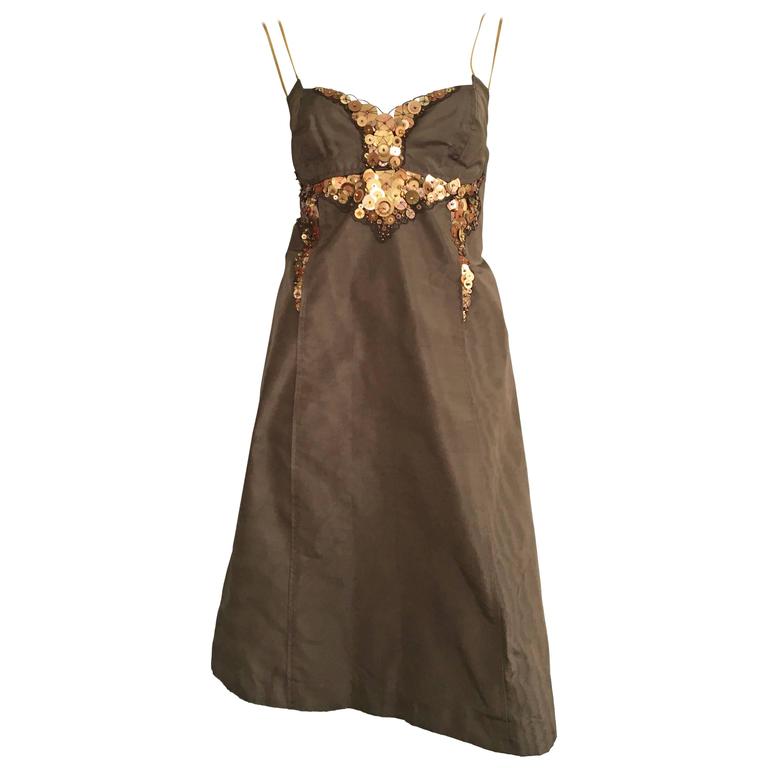 Carolina Herrera Silk Taffeta Sequin Cocktail Dress Size 10. For Sale ...