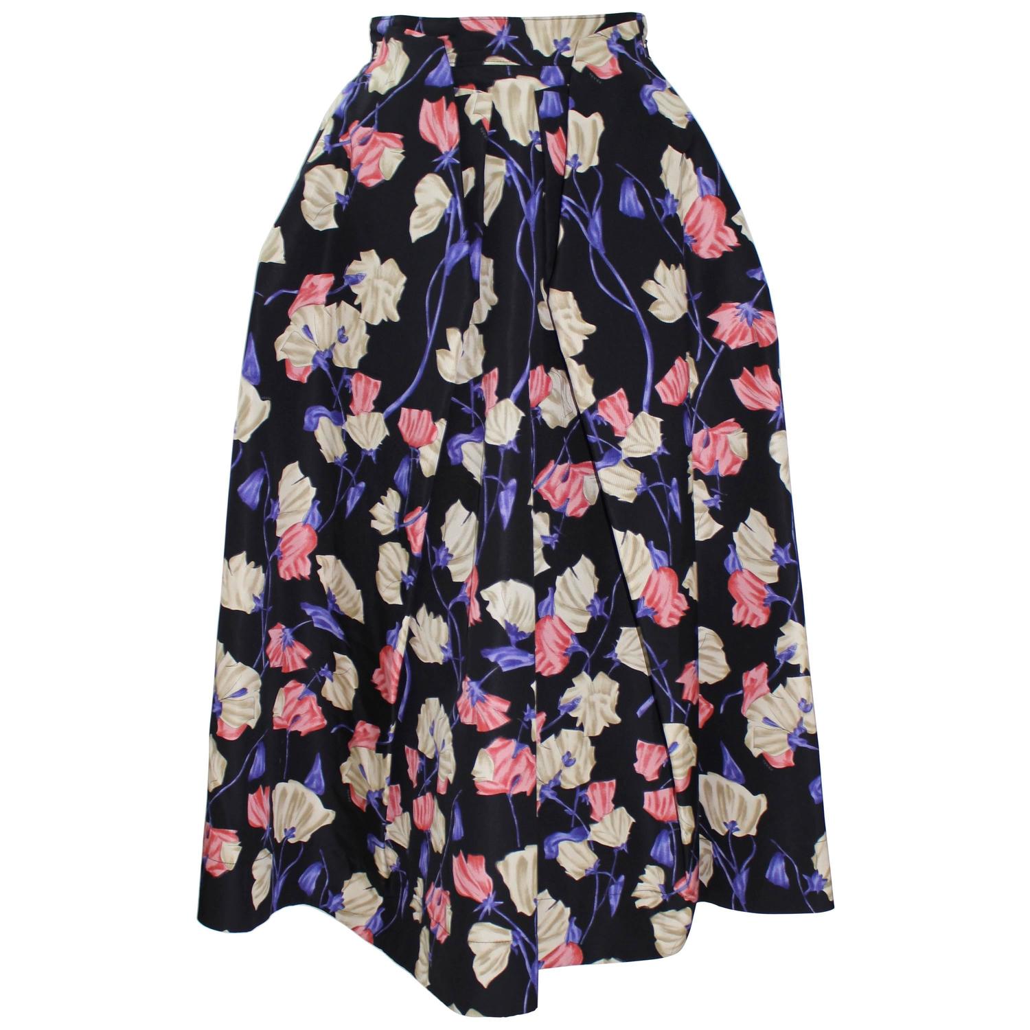 Prada Resort 2008 Floral Silk Full Skirt with tags. New at 1stDibs | prada  floral skirt, prada 2008 collection