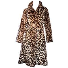 Rare 1960s Jean Patou by Karl Lagerfeld Faux Fur Leopard Retro Swing Jacket