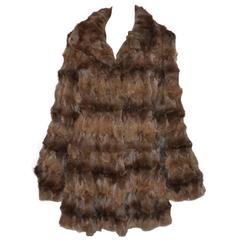 Zandra Rhodes Used Reversible Painted Fur Coat 