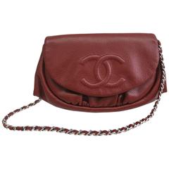 Chanel Red Caviar Silver Chain HW Flap Wallet on a Chain WOC Shoulder Bag