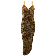F/W 1994 Gianni Versace Faux Fur Leopard Gown Dress Seen On Fran Drescher 38 4