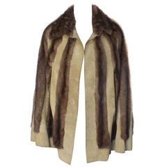 Vintage 1970s Suede and Mink Cape