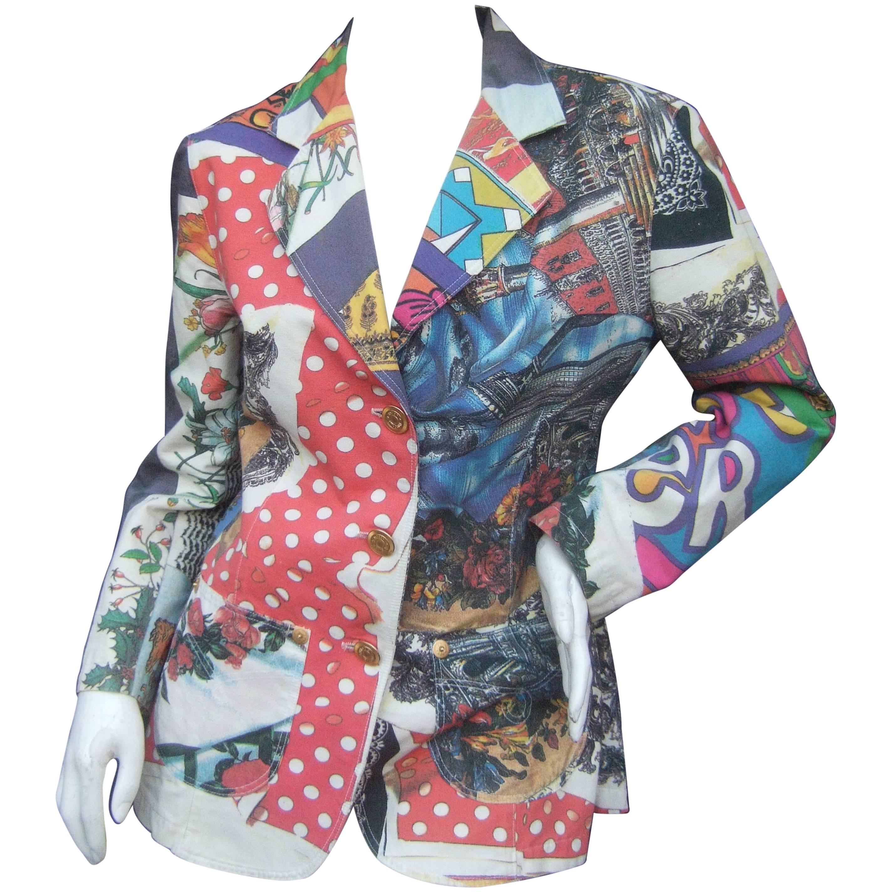 Moschino Mod Op Art Graphic Print Cotton Jacket ca 1990s