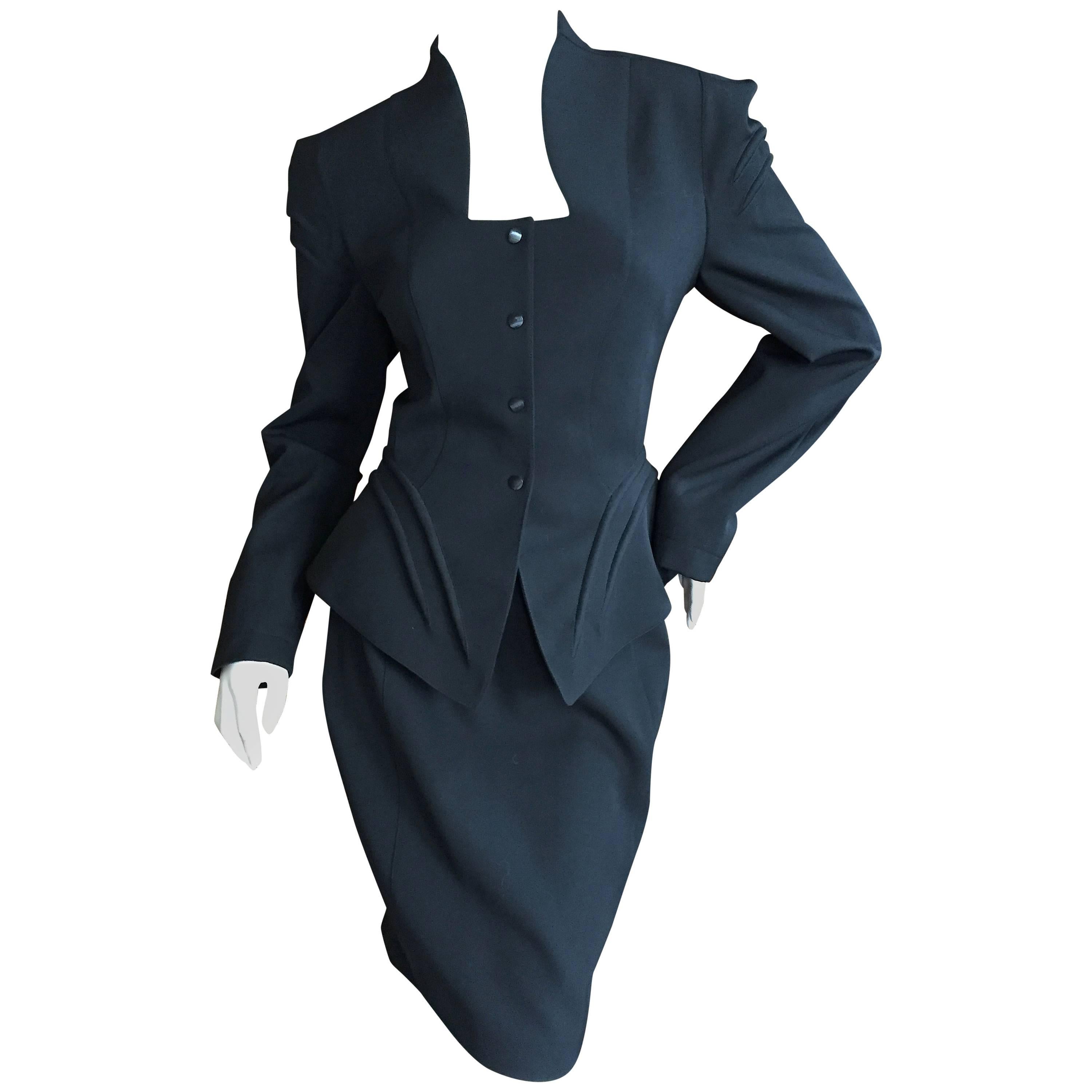 Thierry Mugler Vintage 80's Black Evening Suit Size 40 For Sale