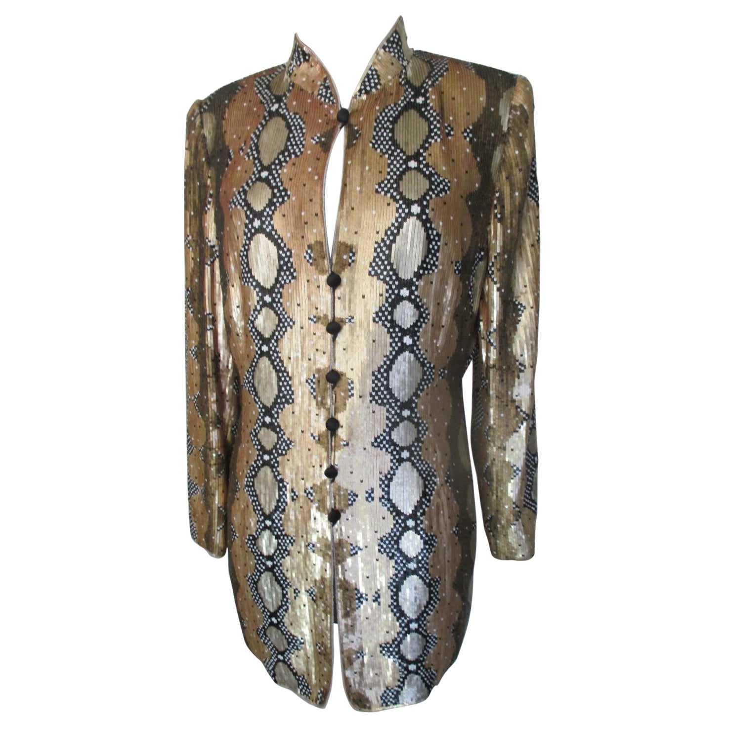 1980's Escada Couture Gold Sequins Jacket For Sale