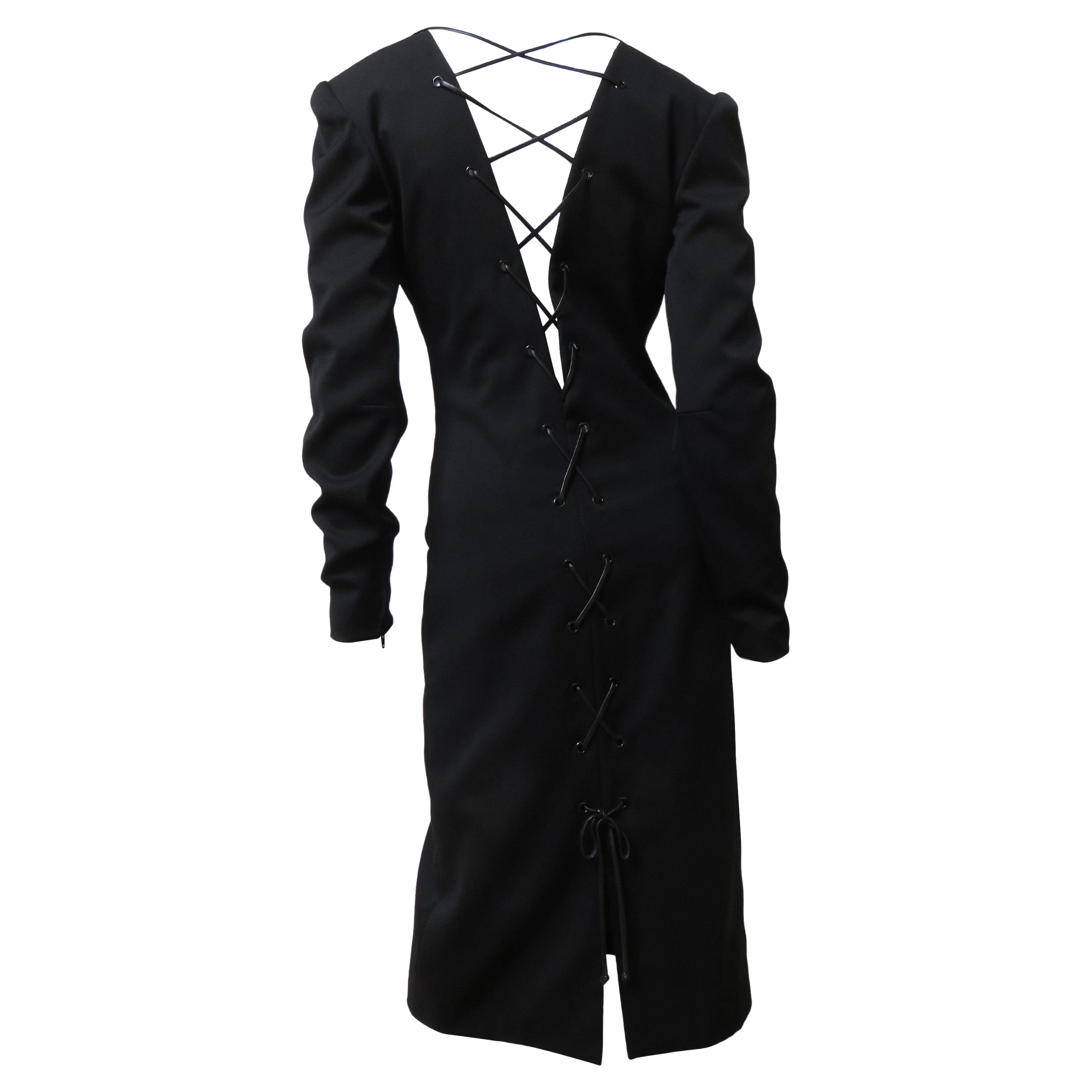 Guy Laroche Silk Lace up Back Dress 1990s For Sale