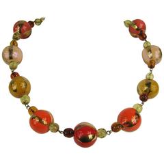 1980's Dominique Aurientis Gripoix Hand Painted Necklace Never worn 12