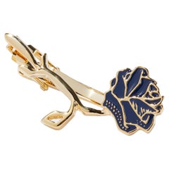 Blue Velvet, Glossy Lacquer Finish Tie Clip Dipped in 24k Gold