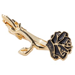 Midnight Promise, Glossy Lacquer Finish Tie Clip Dipped in 24k Gold