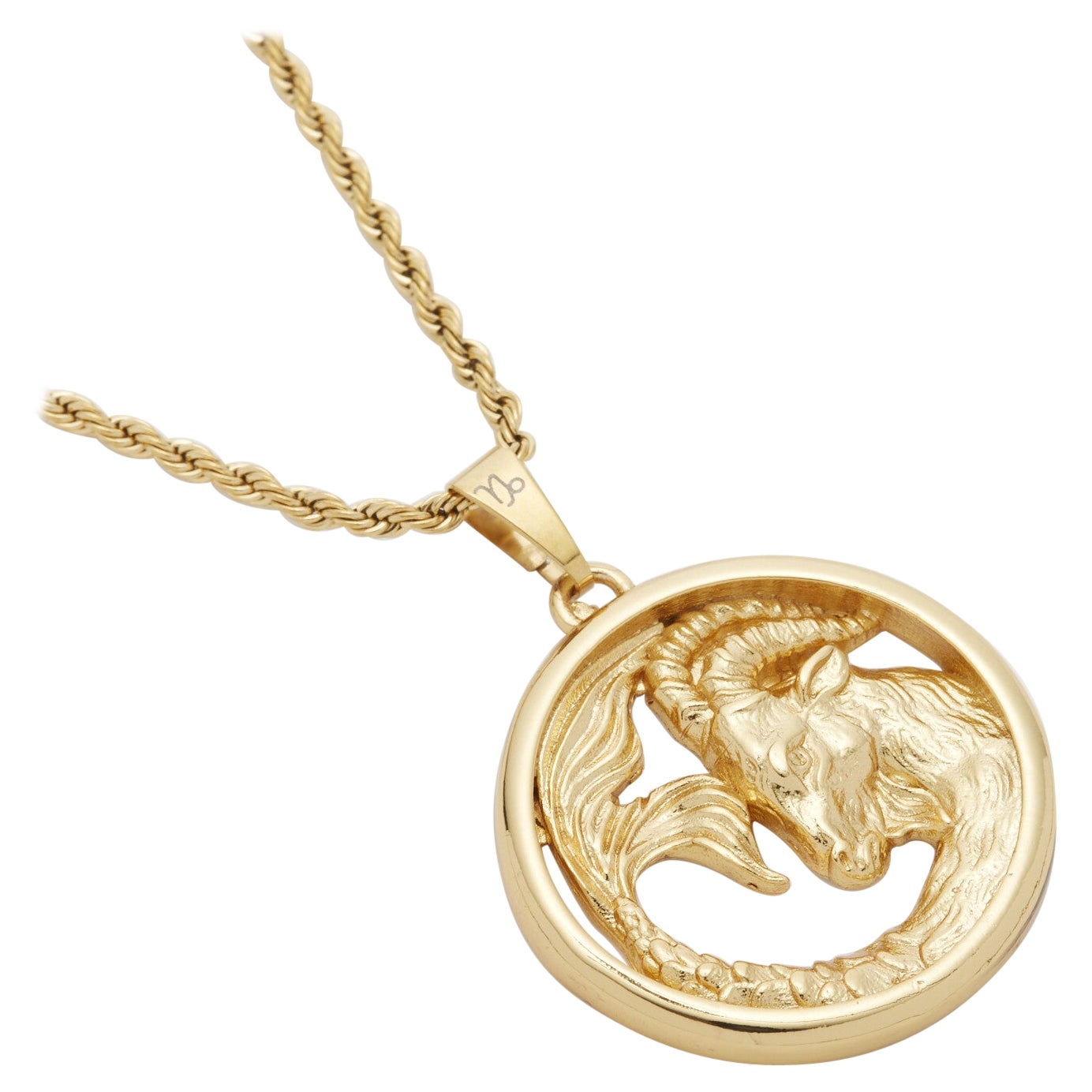Collier pendentif Capricorn éternel en or 24 carats en vente