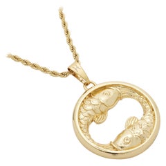 Vintage Eternally Pisces, Pendant Necklace Dipped in 24k Gold