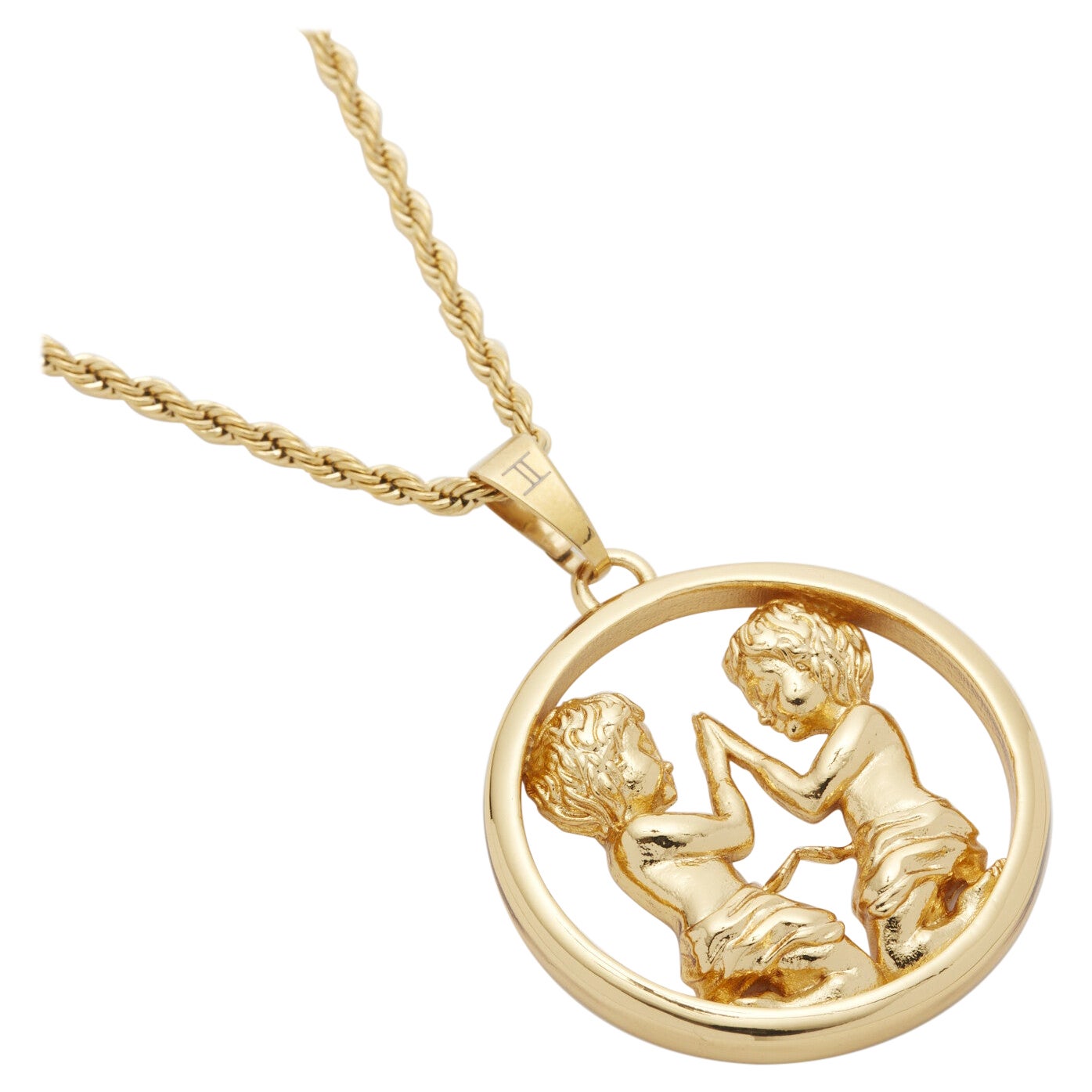 Eternally Gemini, Pendant Necklace Dipped in 24k Gold For Sale