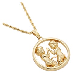 Collier pendentif Gemini éternel, en or 24 carats