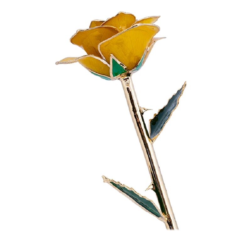 Goldenrod Gift, Glossy Lacquer Real Rose in 24k Gold with LED Display For Sale
