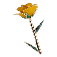 Goldenrod Gift, Glossy Lacquer Real Rose in 24k Gold with LED Display