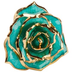 Teal Rhapsody, Glossy Lacquer Real Rose Lapel Pin
