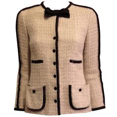 Chanel Cream Tweed Jacket with Black Trim