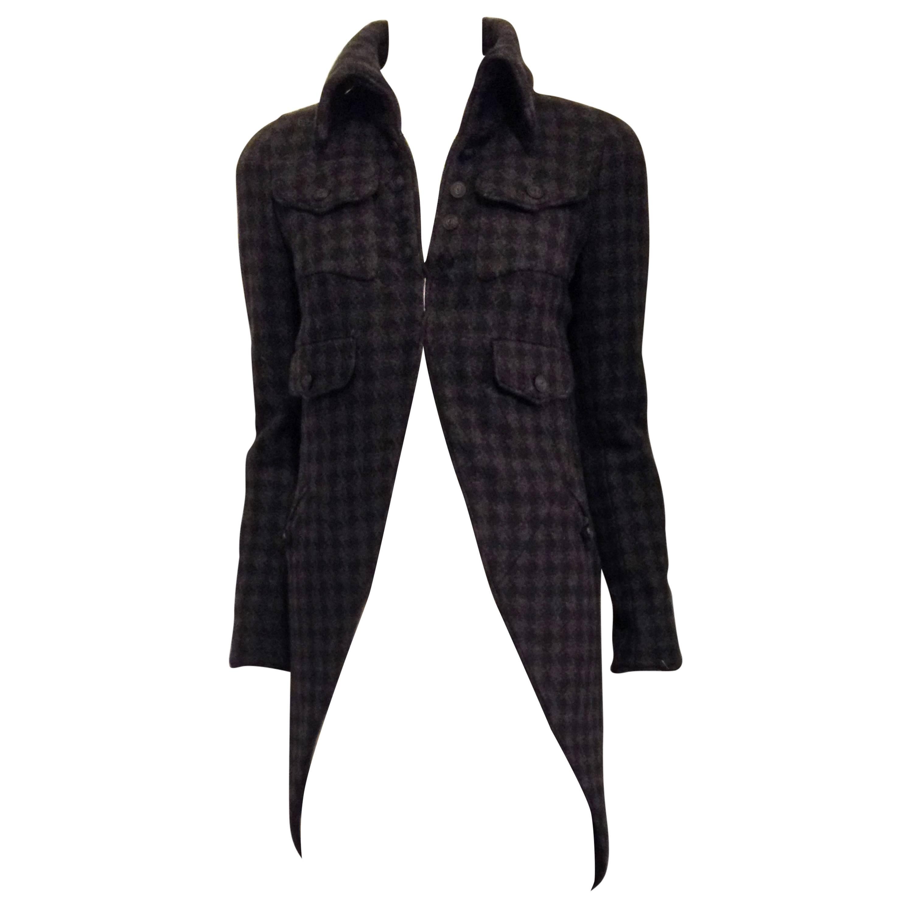 Chanel Charcoal Grey Houndstooth Coat