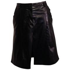 Ann Demeulemeester Black Leather Slit Skirt