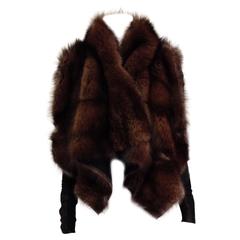 Rick Owens Brown Fishercat Fur Wrap Jacket