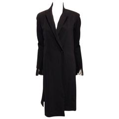 Yohji Yamamoto Black Duster Coat with Frayed Cuffs 3