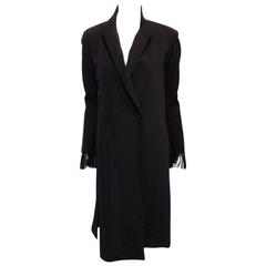 Yohji Yamamoto Black Duster Coat with Frayed Cuffs