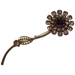Huge Multi-Color Gold Tone Hardware Accented with Multi Rhinestones Brooch