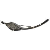 Gilded Silver Tone Floral Brooch Accented with Rhinestones