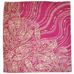 Vintage Asprey Bold Fuchsia, Cream and Violet Silk Scarf