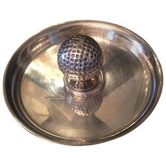 Hermes Paris Silver Plate Accessories tray with Removable Golf Ball Detail
