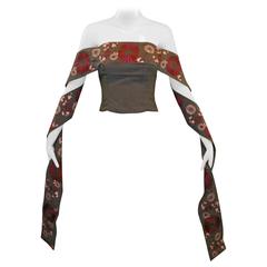 Alexander McQueen S/S 2001 "Voss" Japanese Embroidered Bustier Crop Top 38 2