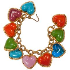 Maison Gripoix for Chanel Poured Glass Hearts Bracelet, Spring-Summer 1992