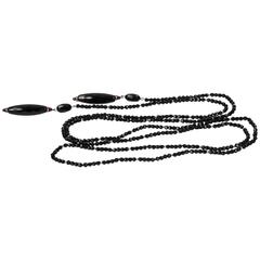 Striking Black Jet Lariat Belt Necklace 9