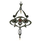 Anhänger aus edwardianischem Markasit und Granat