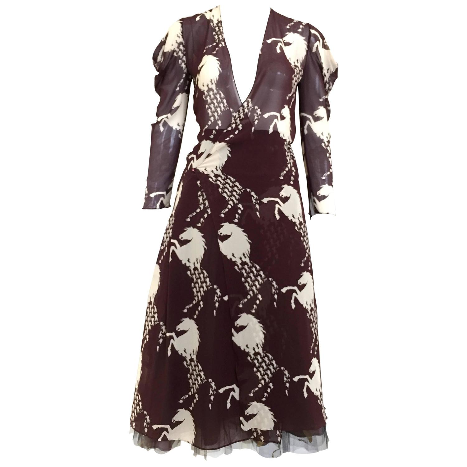 2001 Chloe Horse Print Silk Wrap Dress At 1stdibs
