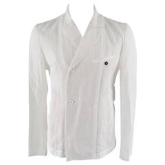 ANN DEMEULEMEESTER Men's 44 White Double Breasted Peack Lapel Sport Coat