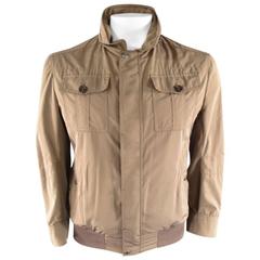 BRUNELLO CUCINELLI 36 Khaki Polyester Blend Multi-Pocket Front Jacket