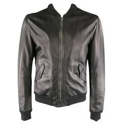 DOLCE & GABBANA Men's 42 Black Leather Bomber Style Jacket