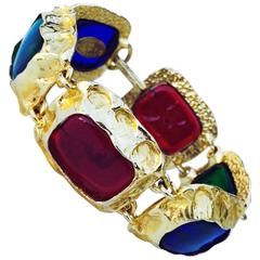 Chanel Gilt Poured Glass Link Bracelet 1980s