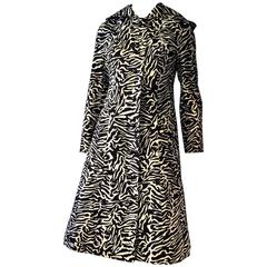 Vintage Aquascutum Tiger Print Hooded Coat Dress Mod 1960s